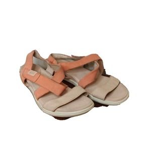 Ecco Women's Sandals Size 7.5 Pink & Nude Strappy Hook & Loop